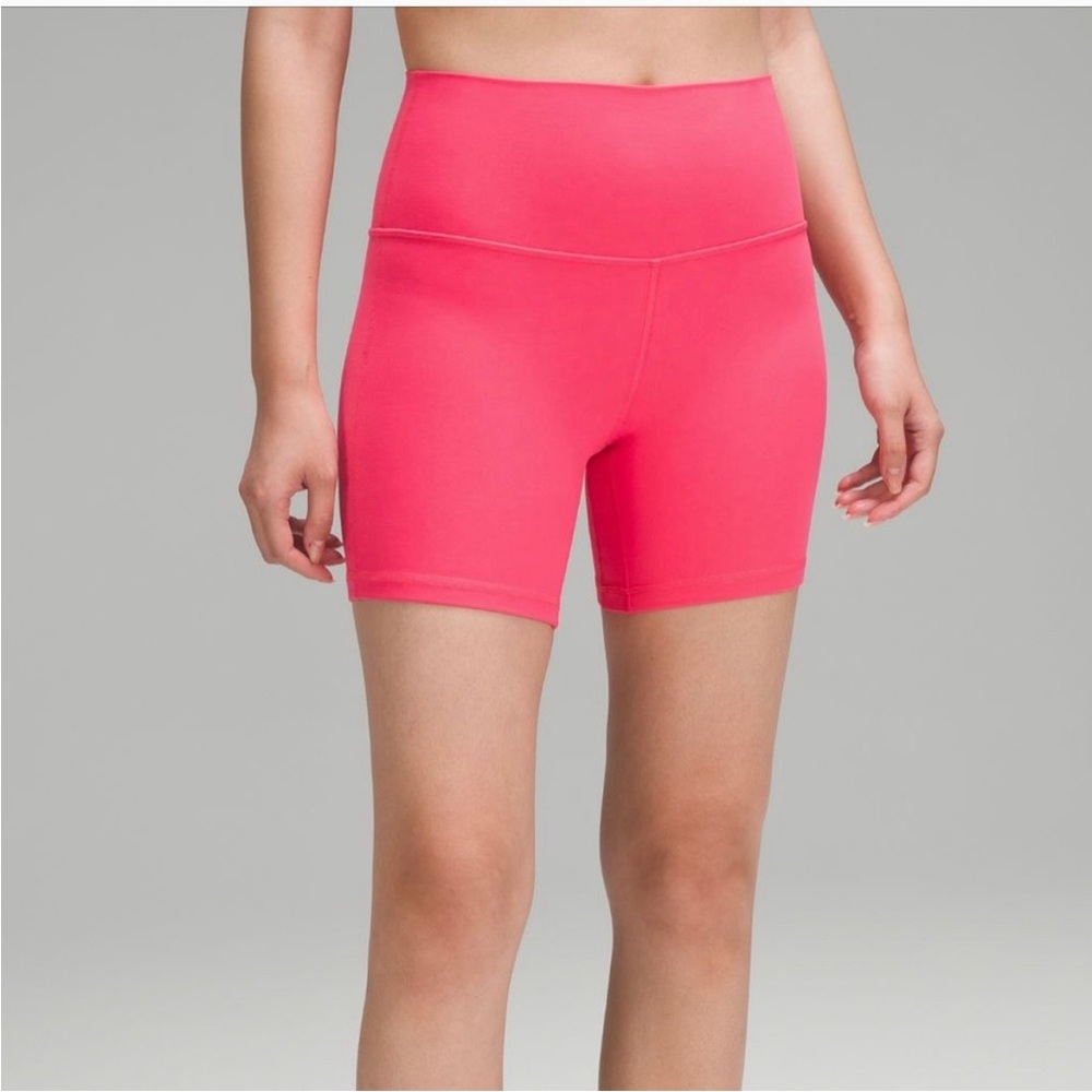 Lululemon Align High Rise 6” shorts in bright red/pink size 14
